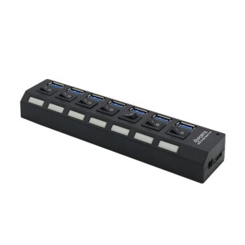 HUB USB 3.0 7 portova + prekidac A118 sa 1.2m kablom crni