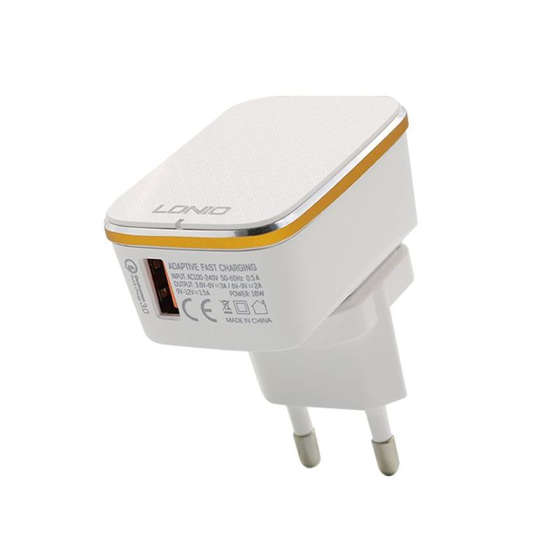 Kucni punjac LDNIO A1204Q USB 5V/3A FAST QC 3.0 microUSB beli Kucni punjac LDNIO A1204Q USB 5V/3A FAST QC 3.0 microUSB beli - Slika 1