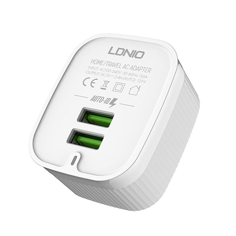 Kucni punjac LDNIO A201 2xUSB 5V/2.4A za Iphone lightning beli Kucni punjac LDNIO A201 2xUSB 5V/2.4A za Iphone lightning beli - Slika 1