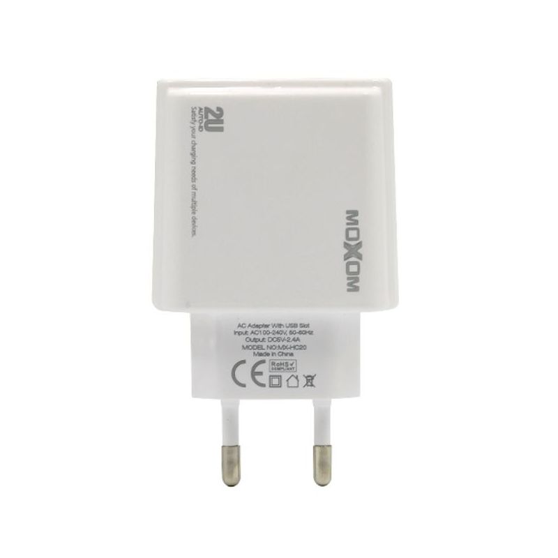 Kucni punjac Moxom MX-HC20 2xUSB 5V/2.4A Type C beli