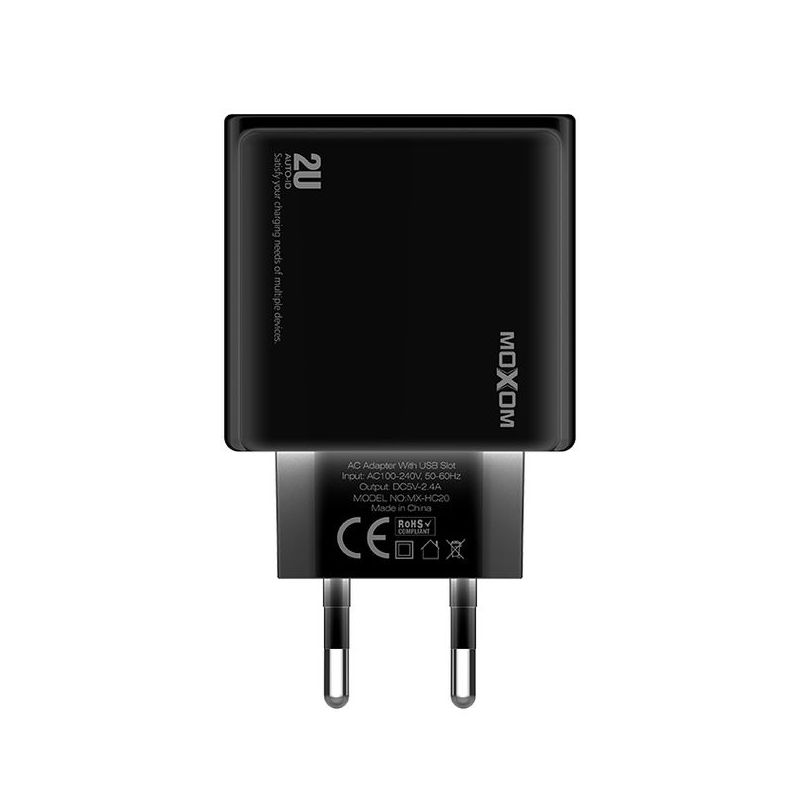 Kucni punjac Moxom MX-HC20 2xUSB 5V/2.4A Type C crni