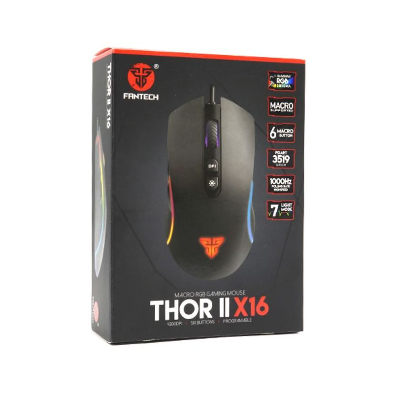 Mis gejmerski zicni X16 THOR II crni FANTECH