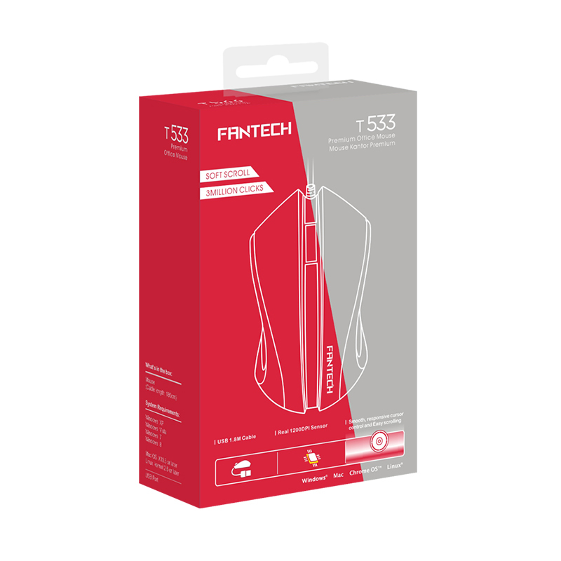 Mis kancelarijski zicni T533 crni FANTECH