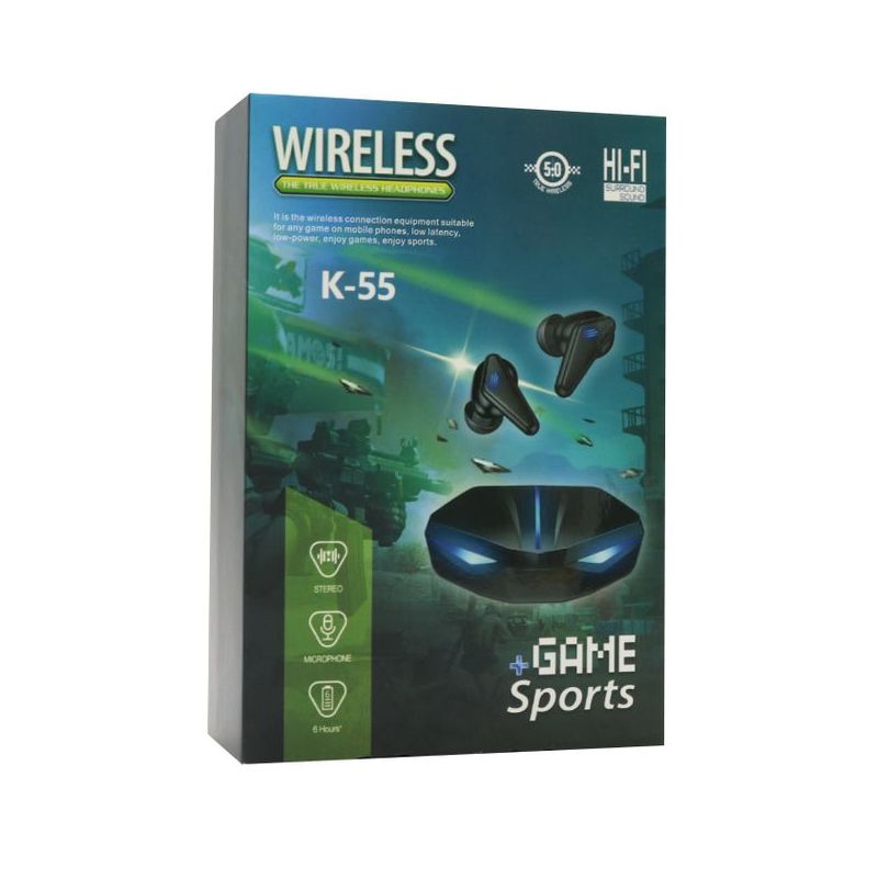 Slusalice Bluetooth TWS K55 Gaming Style crne