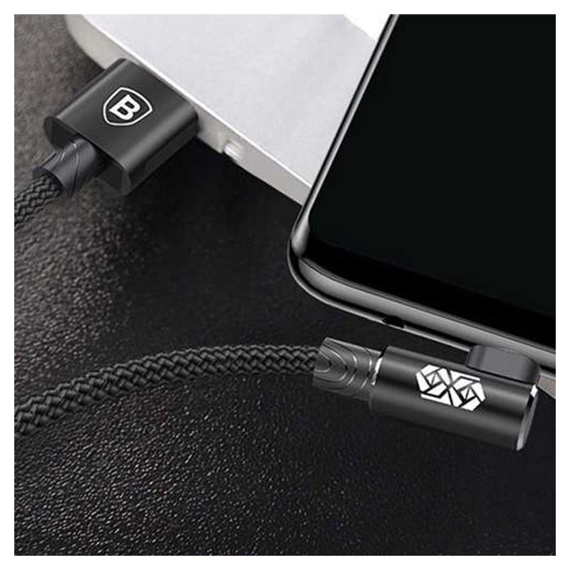 USB data kabal BASEUS ELBOW micro 2A 1m crni