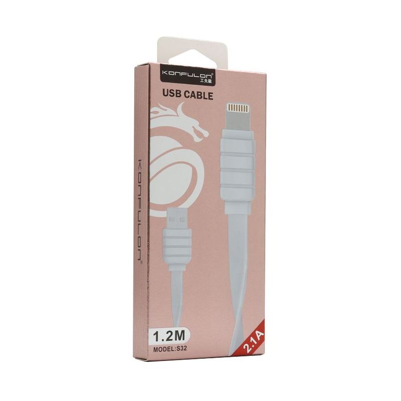USB data kabal KONFULON KFL-S32 za Iphone lightning 1.2m beli