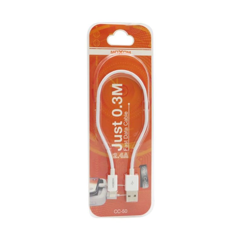 USB data kabal Moxom CC-50 2.4A FAST za Iphone lightning 30cm beli
