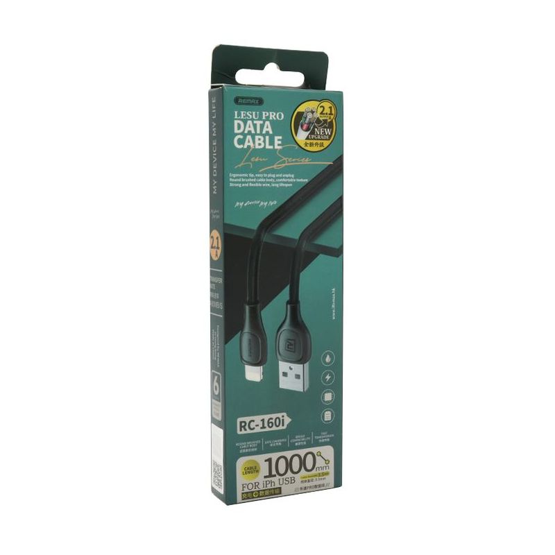 USB data kabal REMAX Lesu Pro data cable RC-160i lightning crni
