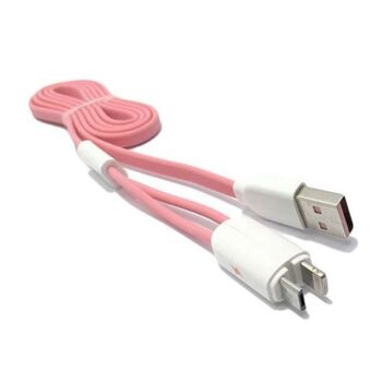 USB data kabal REMAX Twins RC-025t 2in1 za Iphone lightning/micro USB roze 1m