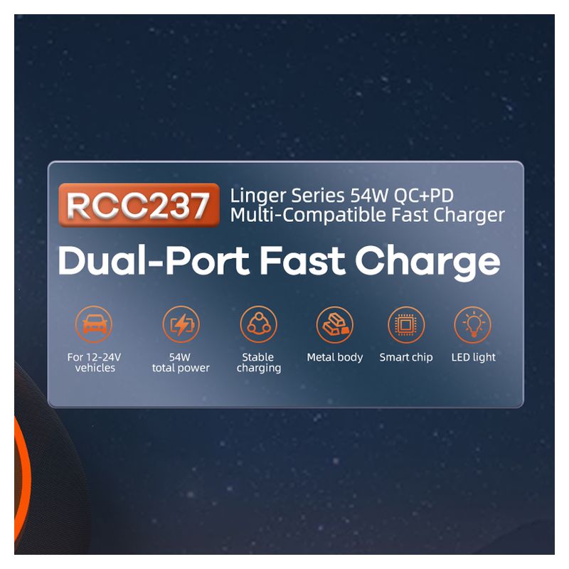 Auto punjac REMAX Linger RCC-237 QC+PD 54W sivi