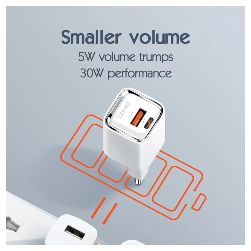 Kucni punjac LDNIO A2317C, 3.6A, QC3.0 18W, PD 30W sa Type C kablom beli