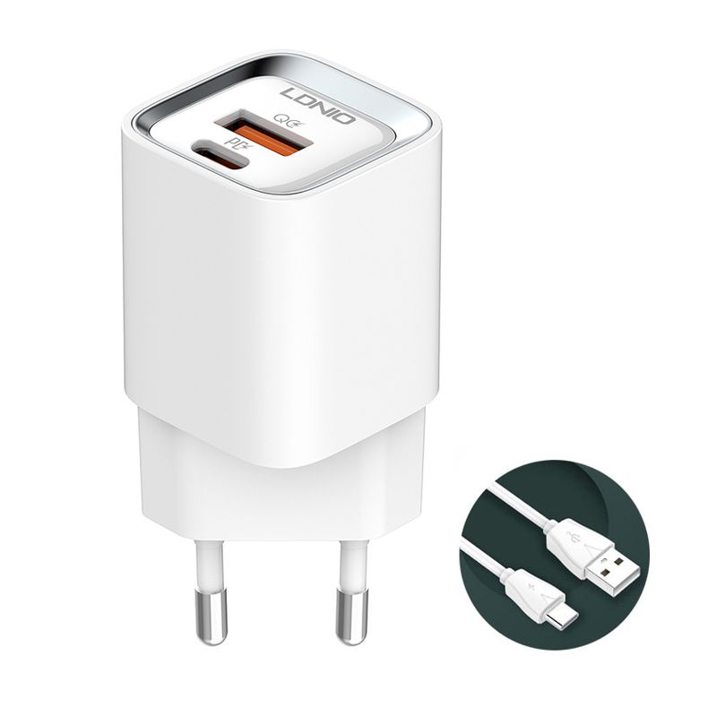 Kucni punjac LDNIO A2317C, 3.6A, QC3.0 18W, PD 30W sa Type C kablom beli