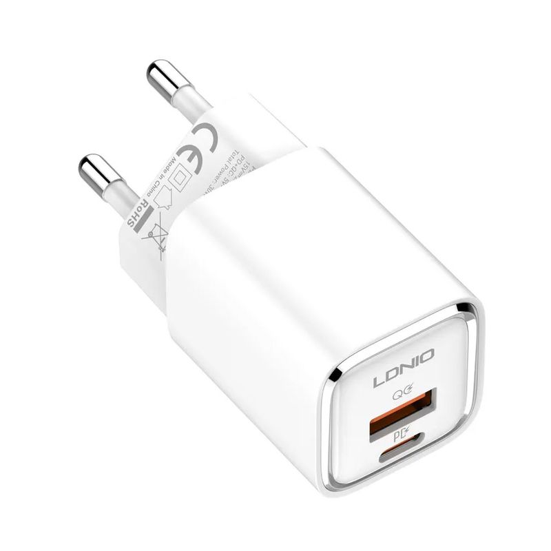 Kucni punjac LDNIO A2317C, 3.6A, QC3.0 18W, PD 30W sa Type C na Type C kablom beli