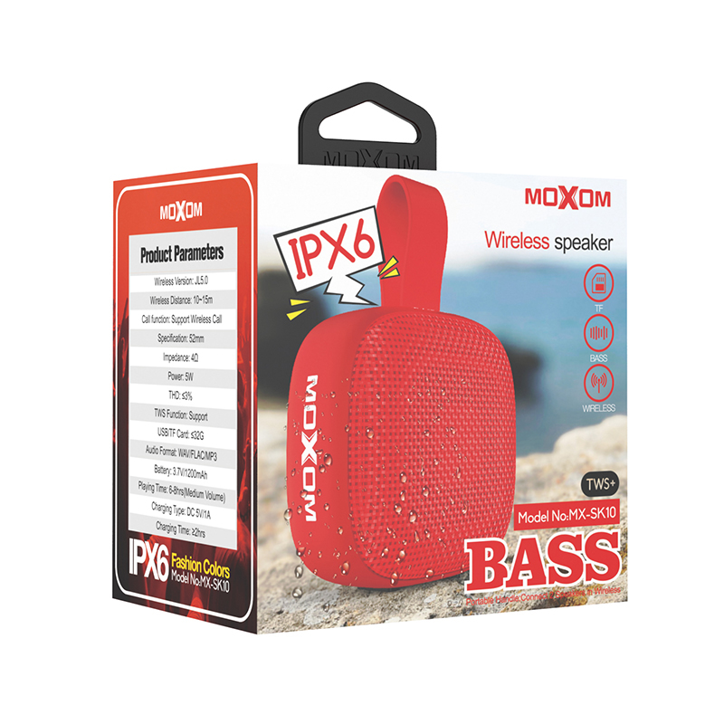 Zvucnik Bluetooth Moxom MX-SK10 Waterproof IPX6 crveni