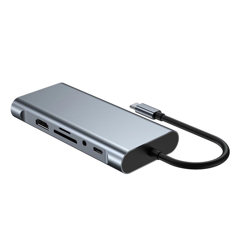 Adapter Type C na LAN Gb, SD card, TF, Type C, 3xUSB 3.0, Audio, HDMI i VGA 10 u 1 20cm kabl