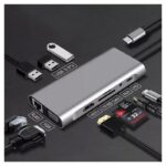 Adapter Type C na LAN Gb, SD card, TF, Type C, 3xUSB 3.0, Audio, HDMI i VGA 10 u 1 20cm kabl - Slika 5