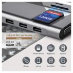 Adapter Type C na LAN Gb, SD card, TF, Type C, 3xUSB 3.0, Audio, HDMI i VGA 10 u 1 20cm kabl - Slika 6