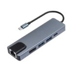 Adapter Type C na LAN Gb, Type C, 2xUSB 3.0 i HDMI 5u1 20cm kabl