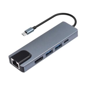 Adapter Type C na LAN Gb, Type C, 2xUSB 3.0 i HDMI 5u1 20cm kabl