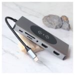 Adapter Type C na LAN Gb, Wireless PC, SD card, TF, Type C, 3xUSB 3.0, 2xUSB 2.0, Audio, 2xHDMI i VGA 14 u 1 20cm kabl - Slika 3