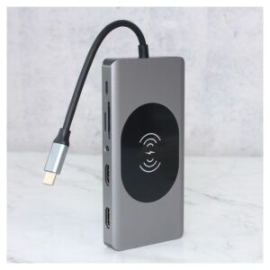 Adapter Type C na LAN Gb, Wireless PC, SD card, TF, Type C, 3xUSB 3.0, 2xUSB 2.0, Audio, 2xHDMI i VGA 14 u 1 20cm kabl