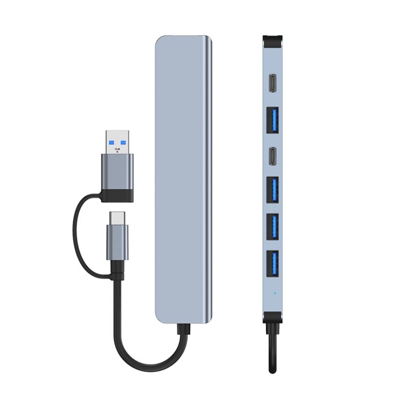 Adapter Type C - USB 3.0 na 2xType C, 3xUSB 3.0 i 2xUSB 2.0 7u1 20cm kabl