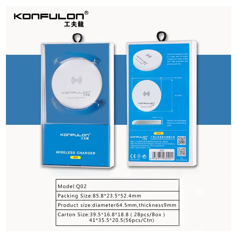 Wireless punjac KONFULON Q02 10W beli