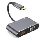 Adapter Type C na HDMI VGA PD USB3.0 4 u 1 sivi