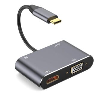Adapter Type C na HDMI VGA PD USB3.0 4 u 1 sivi