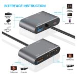 Adapter Type C na HDMI VGA PD USB3.0 4 u 1 sivi - Slika 5