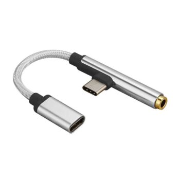 Adapter za slusalice i punjenje Type C sivi