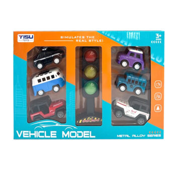 Set 6 metalnih vozila plavi autobus sa semaforom