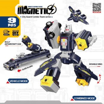Robot Transformers 3u1 – Magnetni set (Robot, Avion, Borbeno vozilo) CRNE BOJE