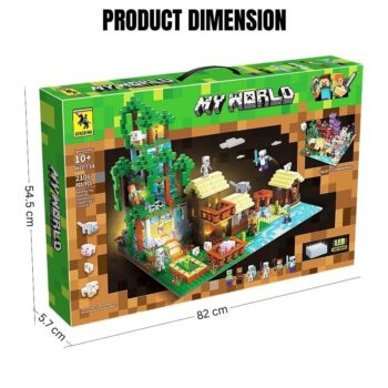 Minecraft My World set – Džungla i selo avantura 🌴🏠 | 2106 delova sa LED svetlima za decu 10+