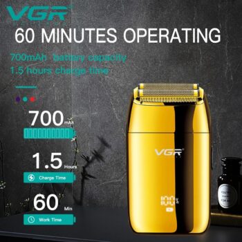 VGR V-399 električni brijač – dual foil, LED displej, bežični