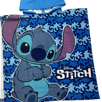 Dečiji pončo peškir sa kapuljačom - Pončo Stich plavi - Peškir sa kapuljačom lin-013
