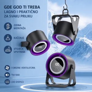 Mini ventilator sa LED ekranom ❄️ | 180 brzina | Punjiv | Tih rad