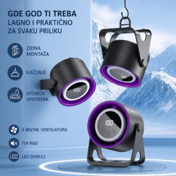 Mini ventilator sa LED ekranom ❄️ | 180 brzina | Punjiv | Tih rad