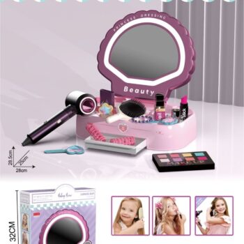 Dečiji set za šminkanje sa ogledalom i fenom – Makeup Mirror Beauty set 19 delova LBN26-473