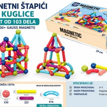 Magnetni štapići i kuglice za decu – kreativni magnetni set 103 dela LBN26-470