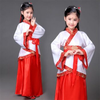 Dečiji kostim Japanke – belo-crveni tradicionalni kimono
