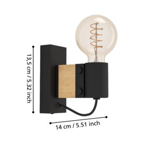 EGLO BAILRIGG 43903 – zidna lampa, crna, braon, prikaz 6