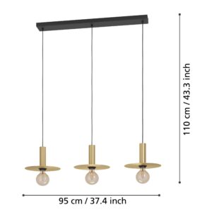 EGLO ESCANDELL 900732 – visilica, crna, boja brušenog mesinga, prikaz 6