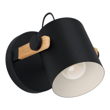 EGLO HORNWOOD 43518 – zidna lampa, crni abažur sa drvenim detaljem