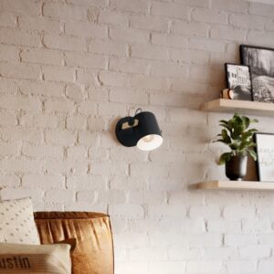 EGLO HORNWOOD 43518 – zidna lampa, crni abažur sa drvenim detaljem, dodatni prikaz 1