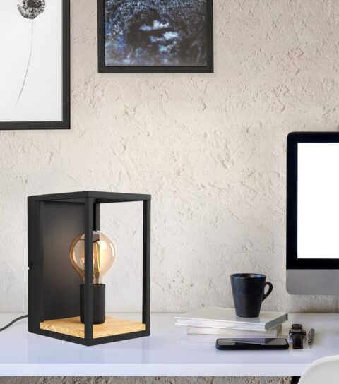 EGLO LIBERTAD 99796 – zidna lampa, crna, braon, u enterijeru