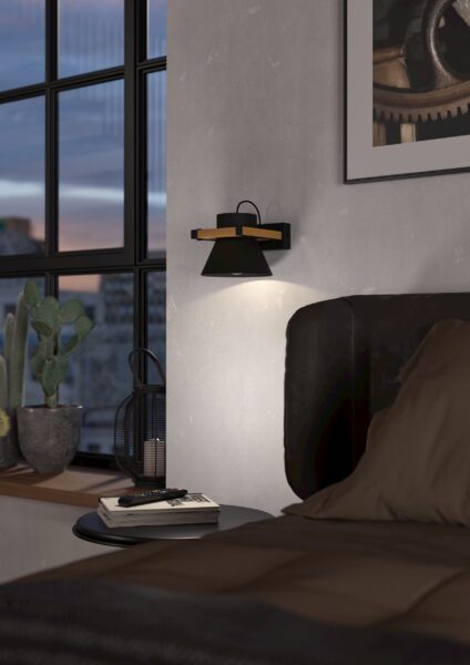 EGLO MACCLES 43958 – zidna lampa, crna, braon, prikaz 2