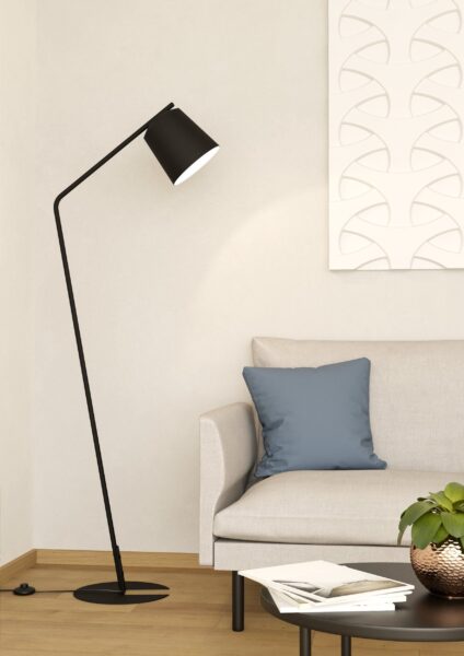 EGLO ONEDA 900394 – podna lampa, crna, bela, u enterijeru
