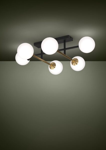 EGLO PAZ 390176 – plafonjera, crna, boja brušenog mesinga, u enterijeru