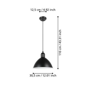 EGLO PRIDDY 43878 – visilica, crni metalni abažur, prečnik 30,5 cm, dodatni prikaz 5